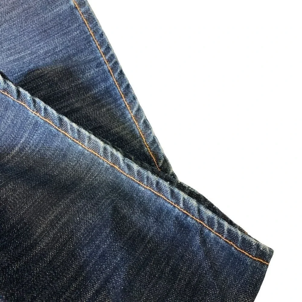 Sacred Blue Men's Button Fly Distressed Straight‎ Leg Denim Jeans Sz 36 Grunge